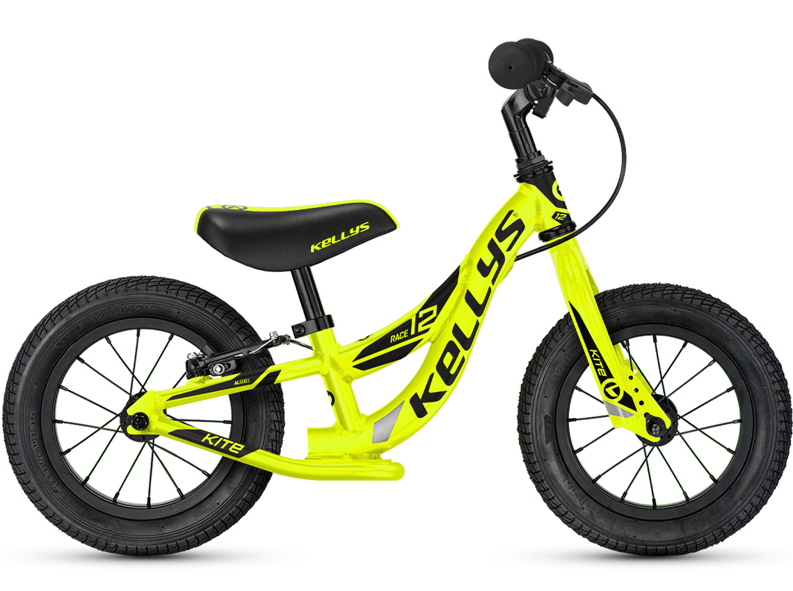 Dětské odrážedlo KELLYS KITE 12 Race Neon Yellow, s brzdou