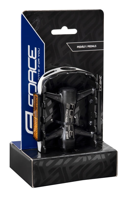 Pedály FORCE broušené Al kuličková ložiska, černé