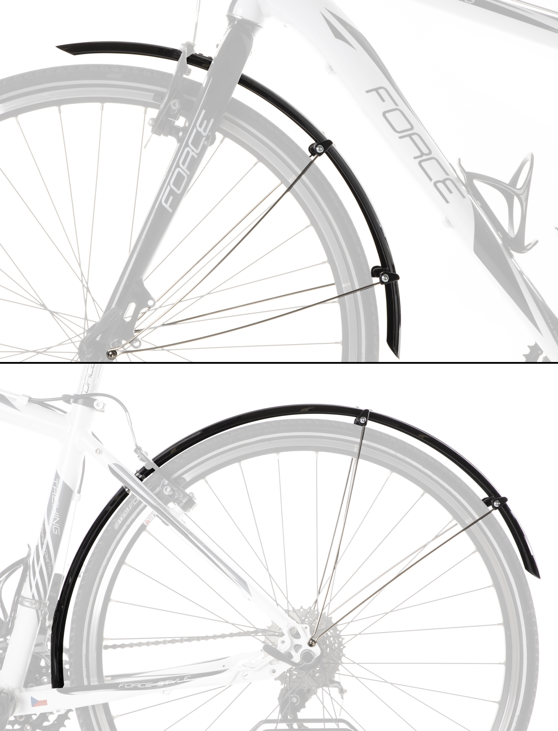 Blatníky FORCE 48 Aluflex 28" + vzpěry, černé