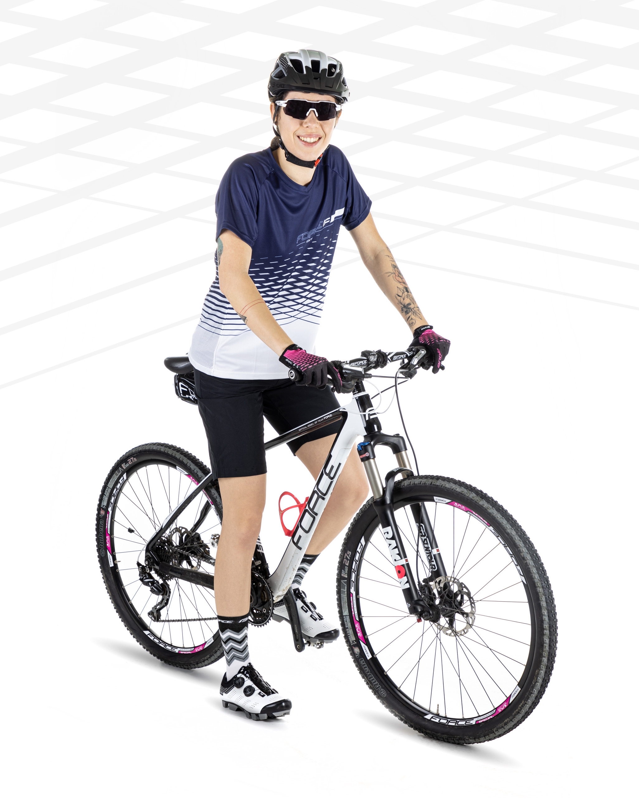 Dres FORCE MTB ANGLE LADY, krátký rukáv, bílo-modrý