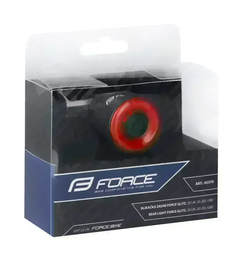 Blikačka na kolo zadní FORCE GLITZ 20LM, 20x LED, USB