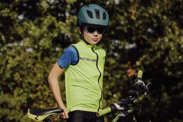 Dětská přilba FORCE ZEBU s blikačkou, petrolejová L-XL