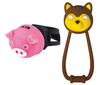 Světlo na kolo set KLS ANIMAL, brown/pink
