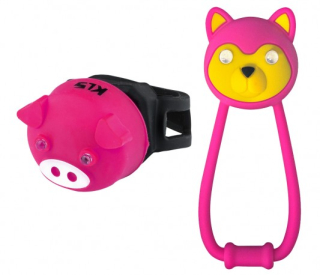 Světlo na kolo set KLS ANIMAL, magenta