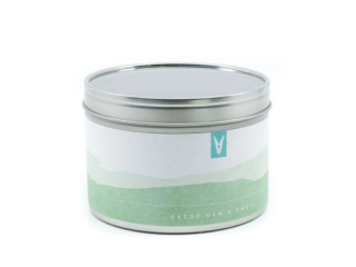 Plechovka 95x65mm - 400ml, průhledný uzávěr - zelená etiketa