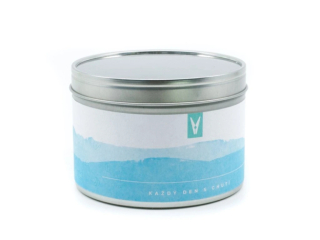 Plechovka 95x65mm - 400ml, průhledný uzávěr - modrá etiketa