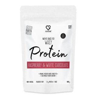 GOODIE Nativní syrovátkový protein BIO GrassFed - Malina a bílá čokoláda 1000g